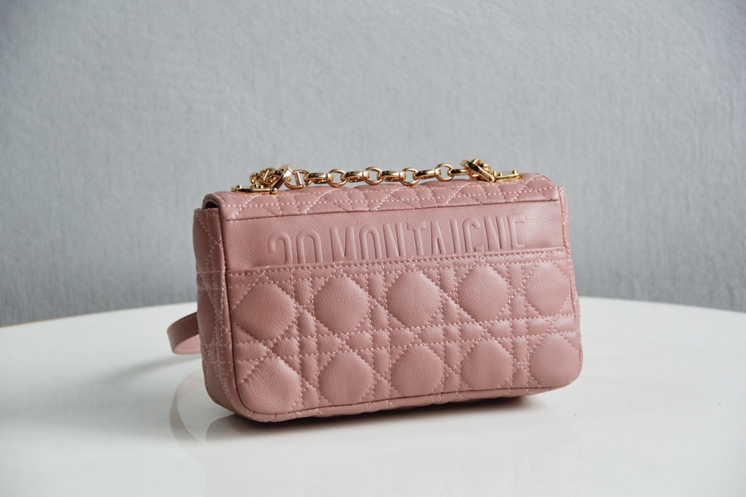 Small Dior Caro Bag Blush Supple Cannage Calfskin